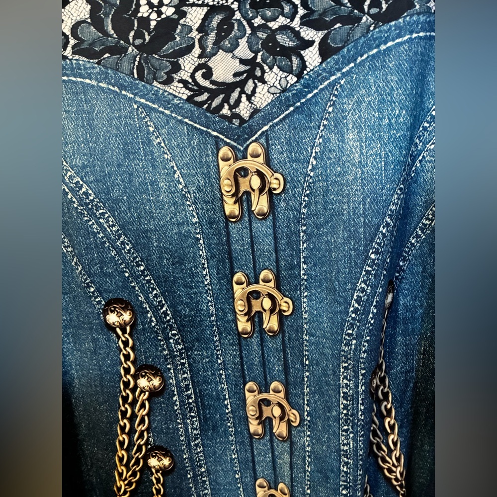 New! Corset Lace Faux Denim 2-Piece Set – Size 6 Medium – NWT - Picture 12 of 16